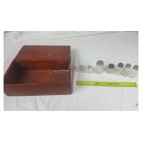 Wood Box with 7 Vintage Salt & Pepper Shakers