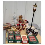 Box Christmas items incl. Wooden nativity,