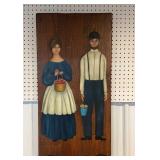 Louise Allen amish couple painted on wood approx