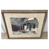 Framed art print - winter country house scene