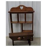 Heart shelf, and bench.