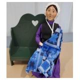 Byers Choice - Amish lady on green bench