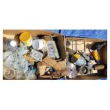 2 boxes hardware, sprayer, basket