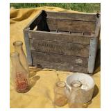 Milk crate and bottles