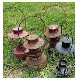 4 railroad lanterns.
