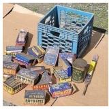 Old automobile parts advertising, most boxes