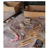 Lot of misc. Tools, wrenches,saw, oil spout.