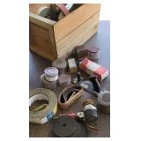 Crate lot of sand paper, DA sander, etc.