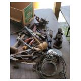 Meet cleaver, trowels, screwdriver, square, drop