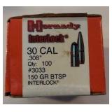 30cal Hornady 150gr bullets