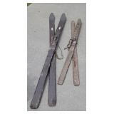 2 sets wooden skis