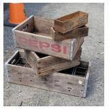 5 wooden crates Remington, Pepsi, cheese