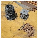 Chain and barb wire fence