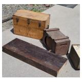 Machinist chest and three wooden boxes