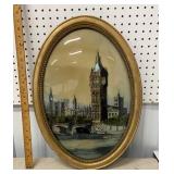 Framed reverse painting - Big Ben approx 16"x21"
