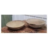 2 wooden bowls 17"and 15" - cracks