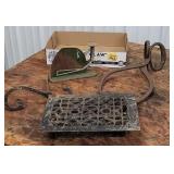 Box lot Egg scales, ice tongs, grate, etc