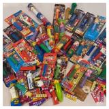 Box lot of Pez dispensers and candy