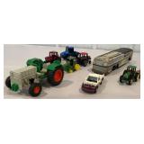Box lot of tractors, greyhound bus, truck etc...
