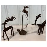 3 piece Reindeer related - 2 statues and a