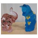 2x$ Lenox/Fenton cat & elephant
