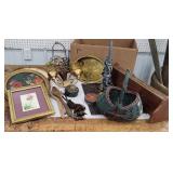 Baskets, wall sconce, art work, etc