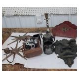 Candle holder, camera, creamer and sugar set,
