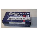 Fiocchi 9mm luger 115gr fmj 1 full box 50