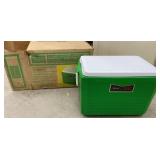 Sears 32 quart green cooler with original box -