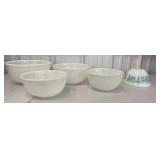 4 Fire-King stacking bowls and Pyrex bowl