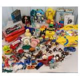 Box lot Paw Patrol, raisins, and misc figures