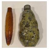 Cigar shaped bottle and potato shaped flask