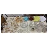 2 box lots - mostly clear glass serverware