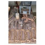 tire chains, puller, scales, weights