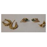 3 pairs of 10K gold earrings