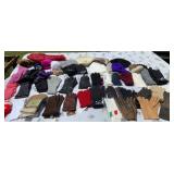 Box lot winter gloves and mittens and a few hats
