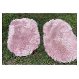 2 vintage pink fluffy rugs