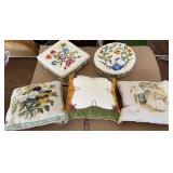 5 embroidery type pillows/cushions