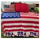 Bag lot USA blanket and pillow, plaid blanket,