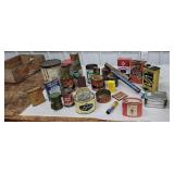 Box of misc. Advertising tins