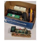 Box Lionel ornaments, and enamel train trinket