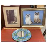 2 piece car art and mosaic type round mirror