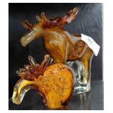 2 dynasty gallery art glass moose - very