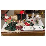 Box lot Christmas - country dolls, glass trees