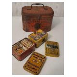 Tobacco tin and 2 Westinghouse lamp tins still