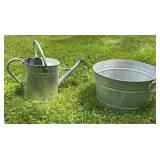 Galvanized tub and watering pitcher