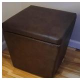 Brown leather ottoman