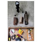 Tripod light plane, edgers, screwdrivers, etc.