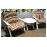 2 patio chairs and end stand