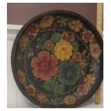 Large hand-painted wooden bowl - low